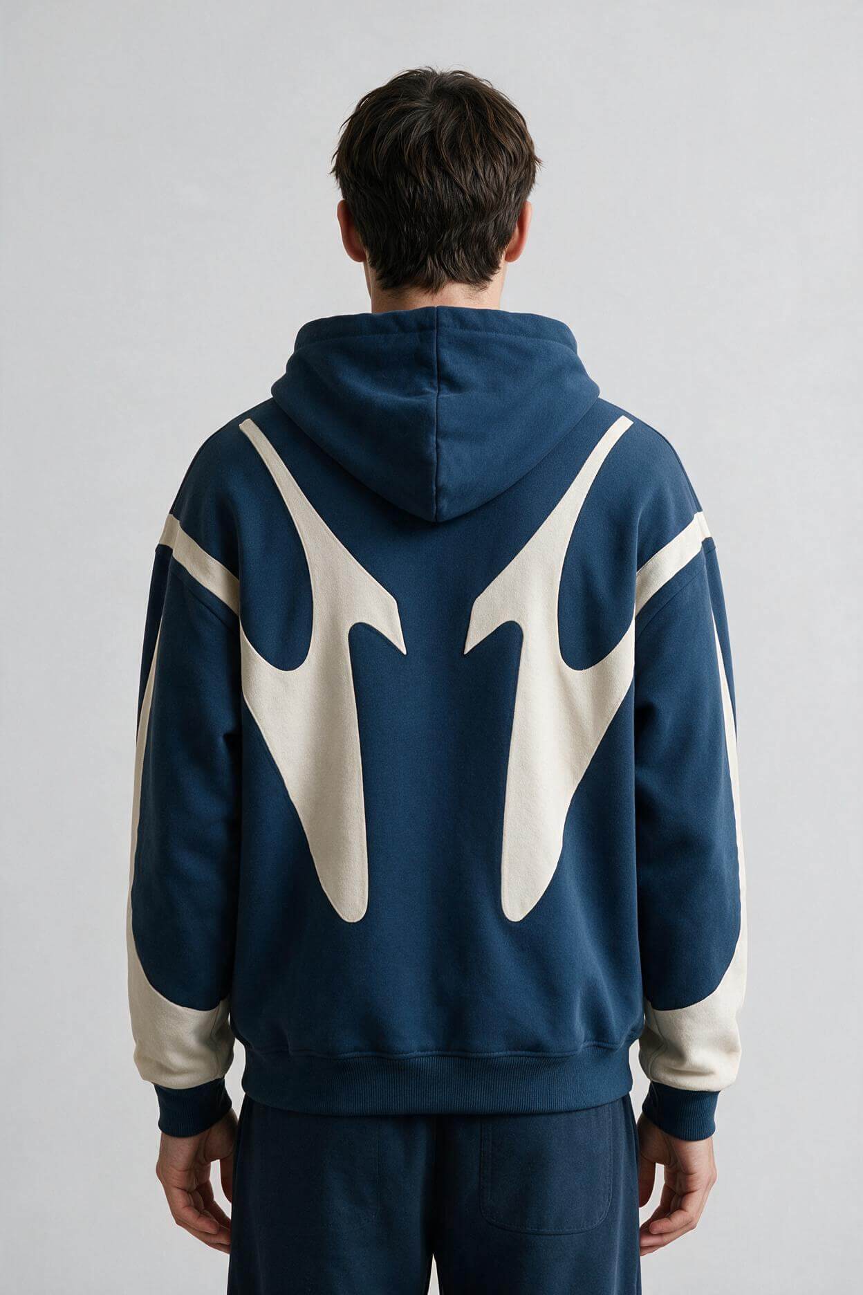 Men's Oversized Zip Hoodie | Colour Block Patchwork