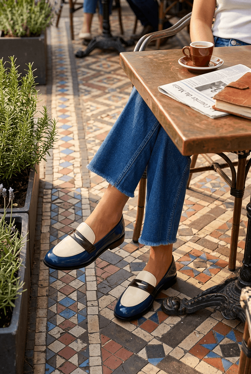 Women's Penny Loafers | Colour-Block Design & Round Toe
