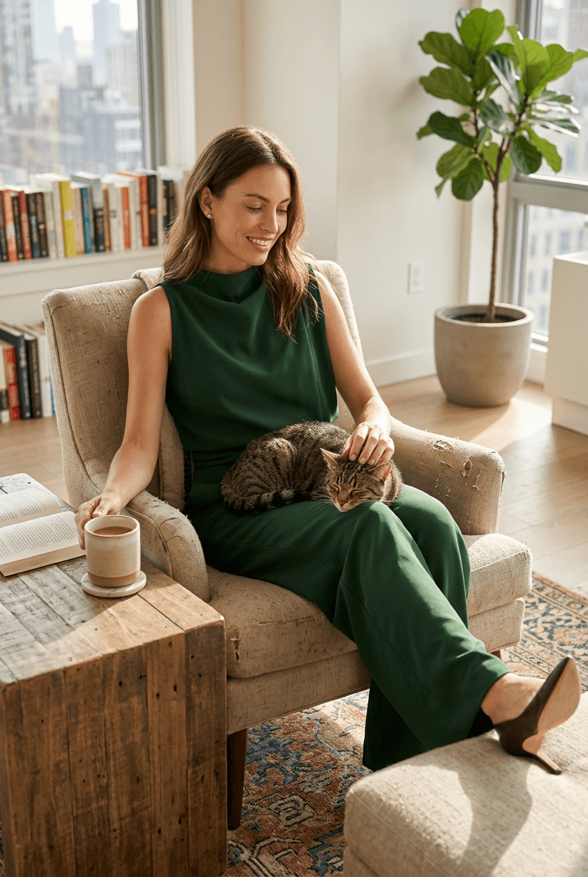 Jumpsuit Women | Sleeveless Wide Leg, Mock Neck & Side Pockets