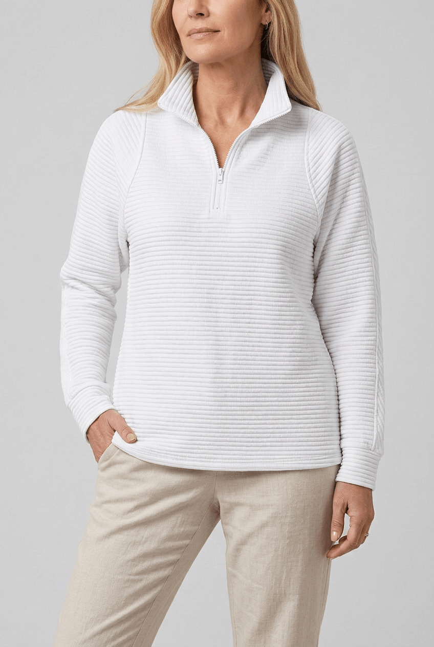 Women's Quarter-Zip Pullover | Ribbed & Stand Collar
