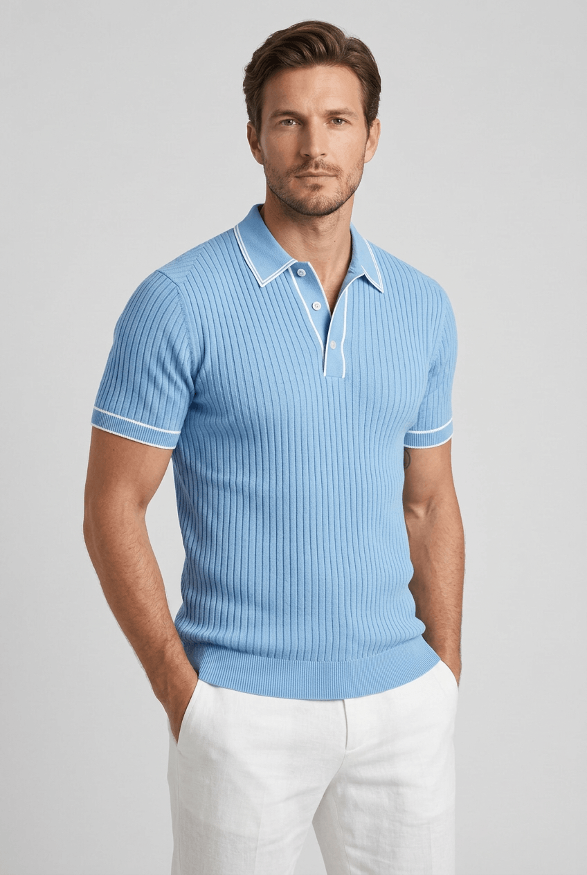 Men's Polo Shirt Men | Ribbed Short Sleeve