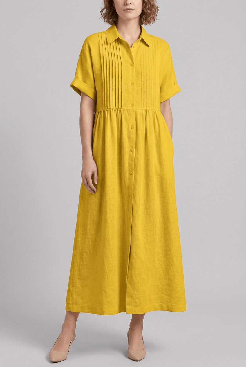 Women's Maxi Shirt Dress | Short Sleeves & Button Front