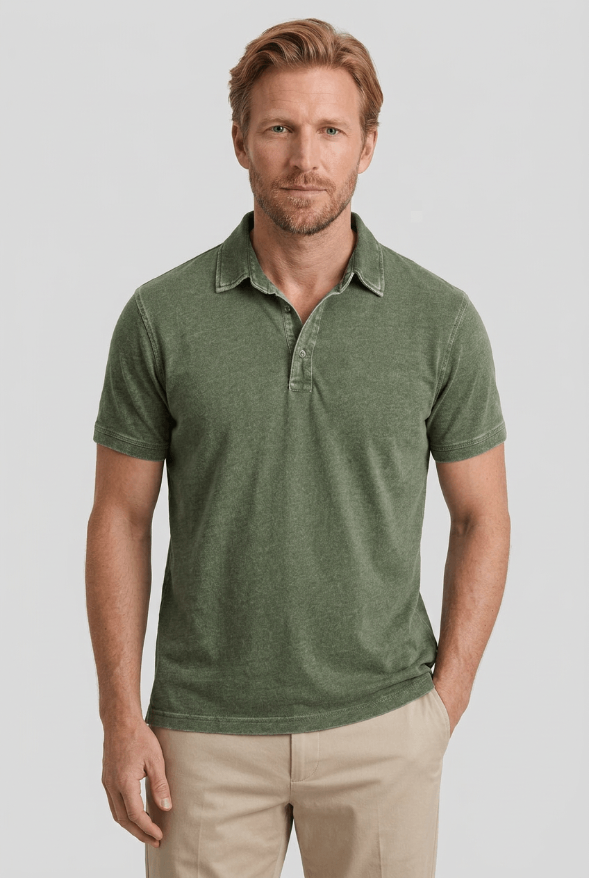 Polo Shirt Men | Short Sleeve with Washed Finish & Classic Collar