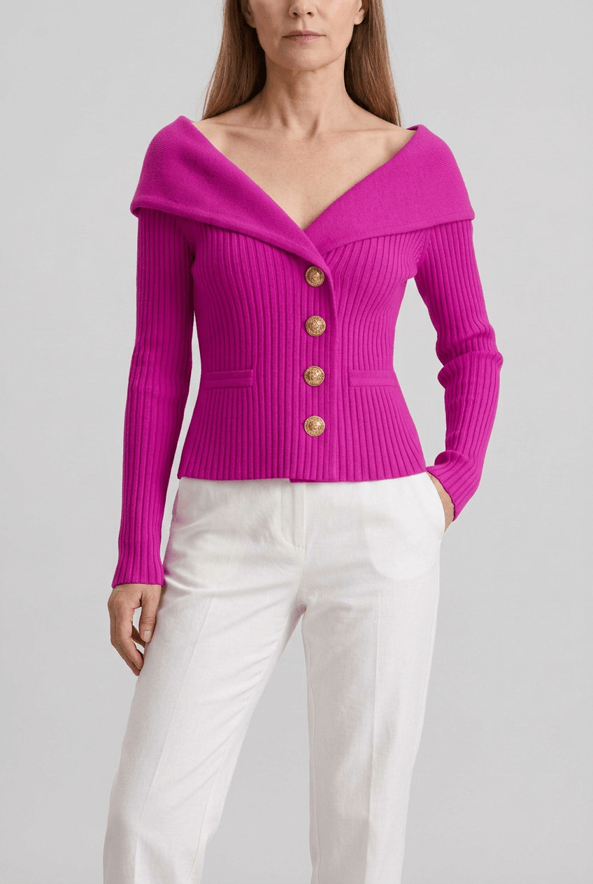 Women's Knitted Cardigan | Button Front & Pockets
