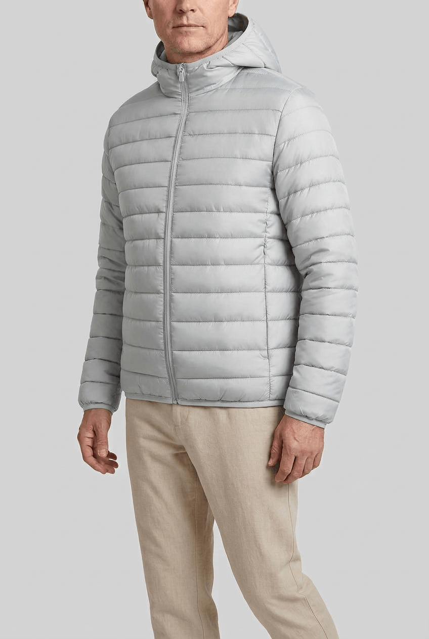 Men's Hooded Puffer Jacket | Quilted Stitch Detail