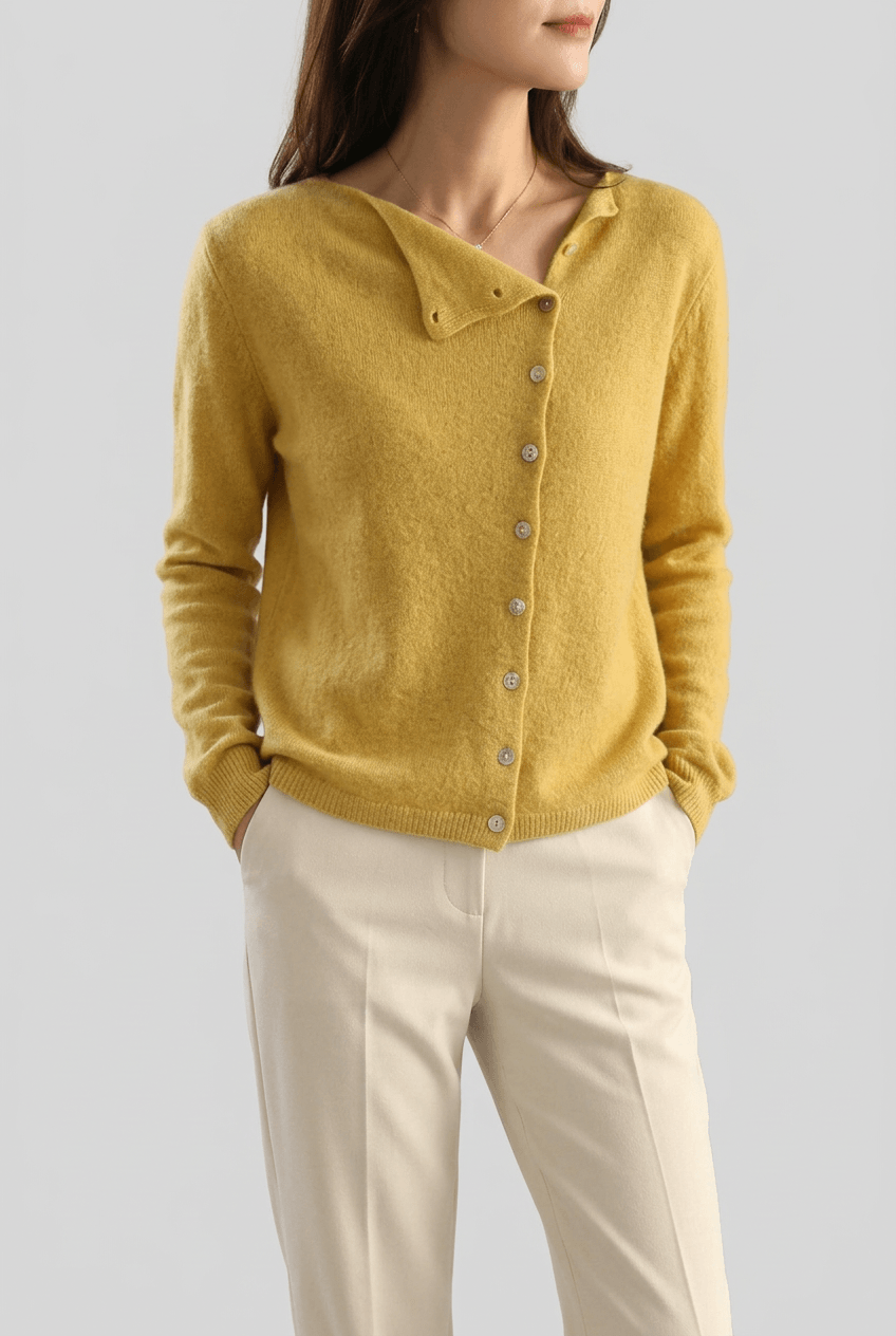 Women's Asymmetric Cardigan | Button Front & Ribbed Cuffs