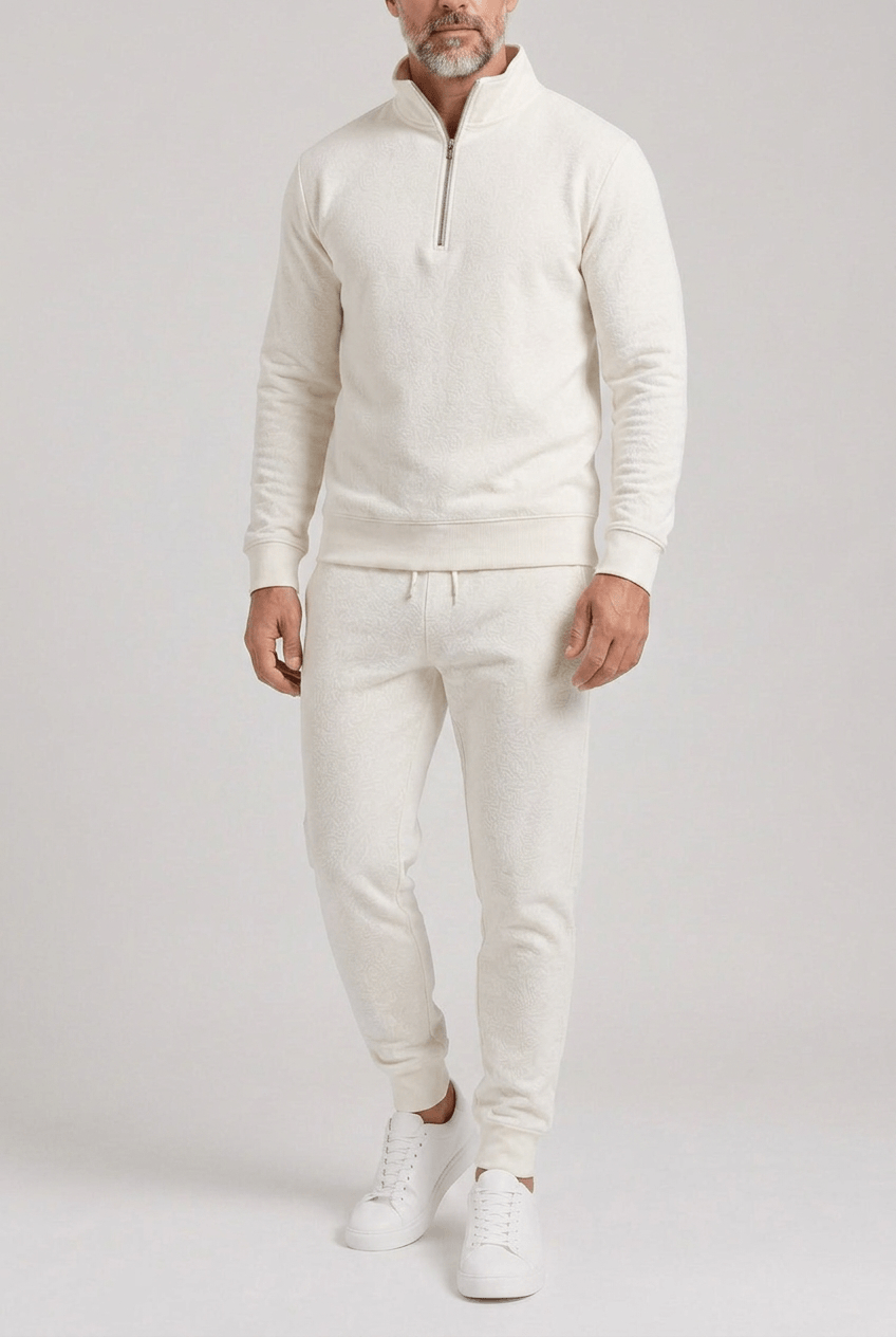 Men's Half Zip Tracksuit Set | Ribbed Cuffs
