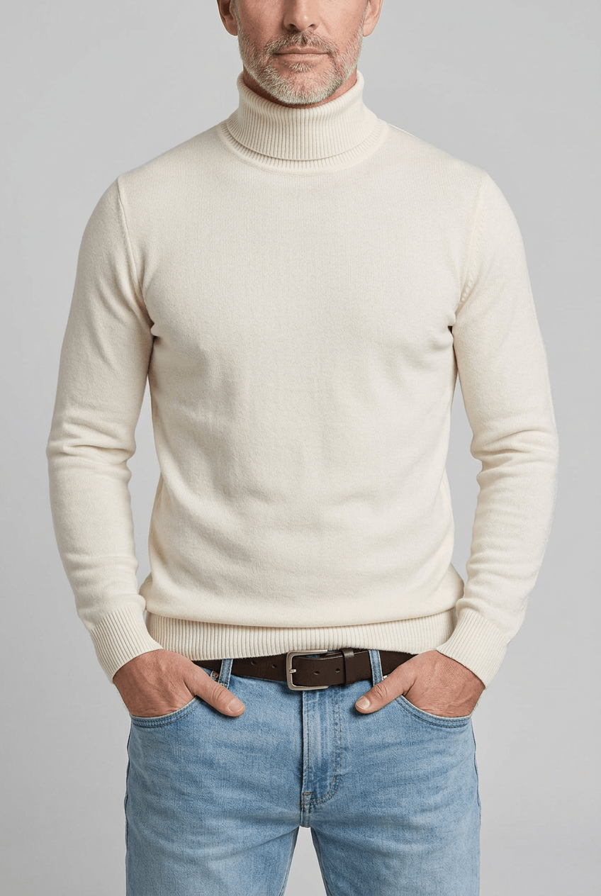 Men's Slim Fit Turtleneck Jumper | Ribbed Trim