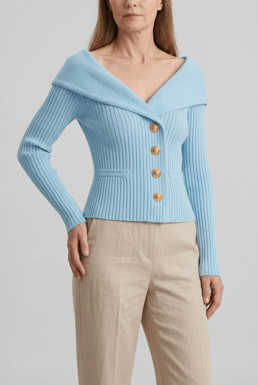 Women's Knitted Cardigan | Button Front & Pockets
