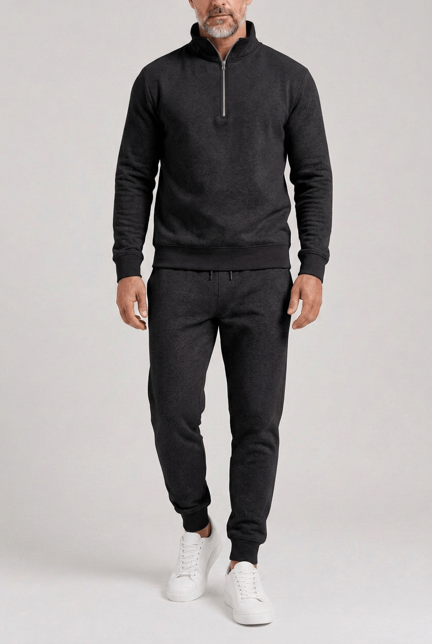 Men's Half Zip Tracksuit Set | Ribbed Cuffs