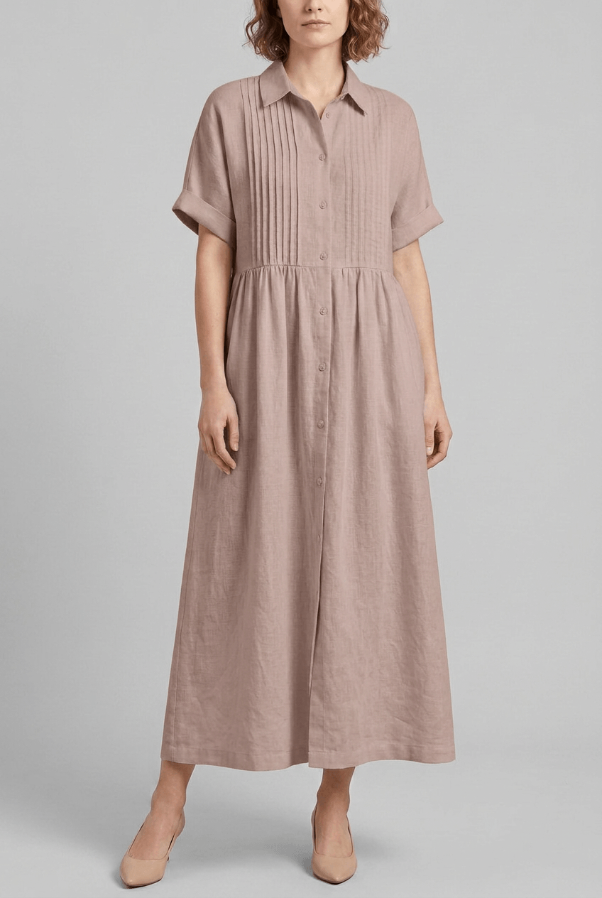 Women's Maxi Shirt Dress | Short Sleeves & Button Front