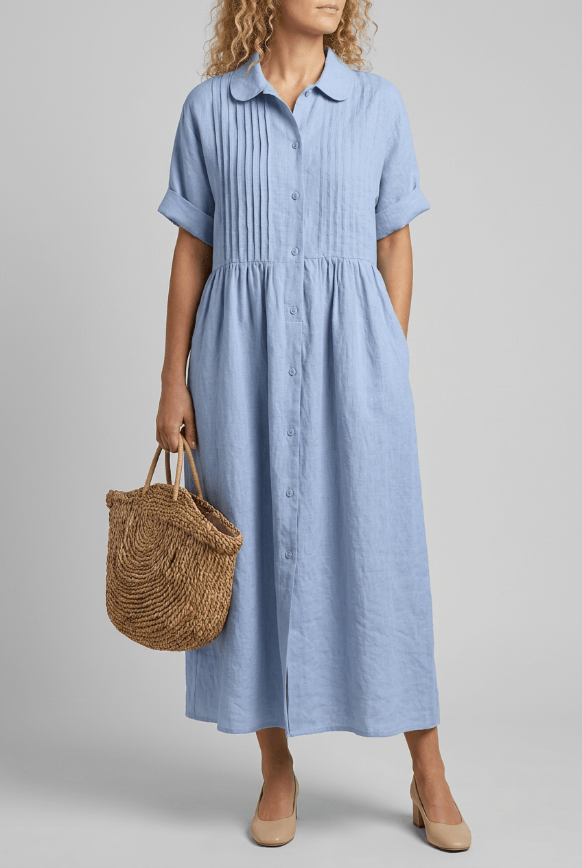 Women's Maxi Shirt Dress | Short Sleeves & Button Front
