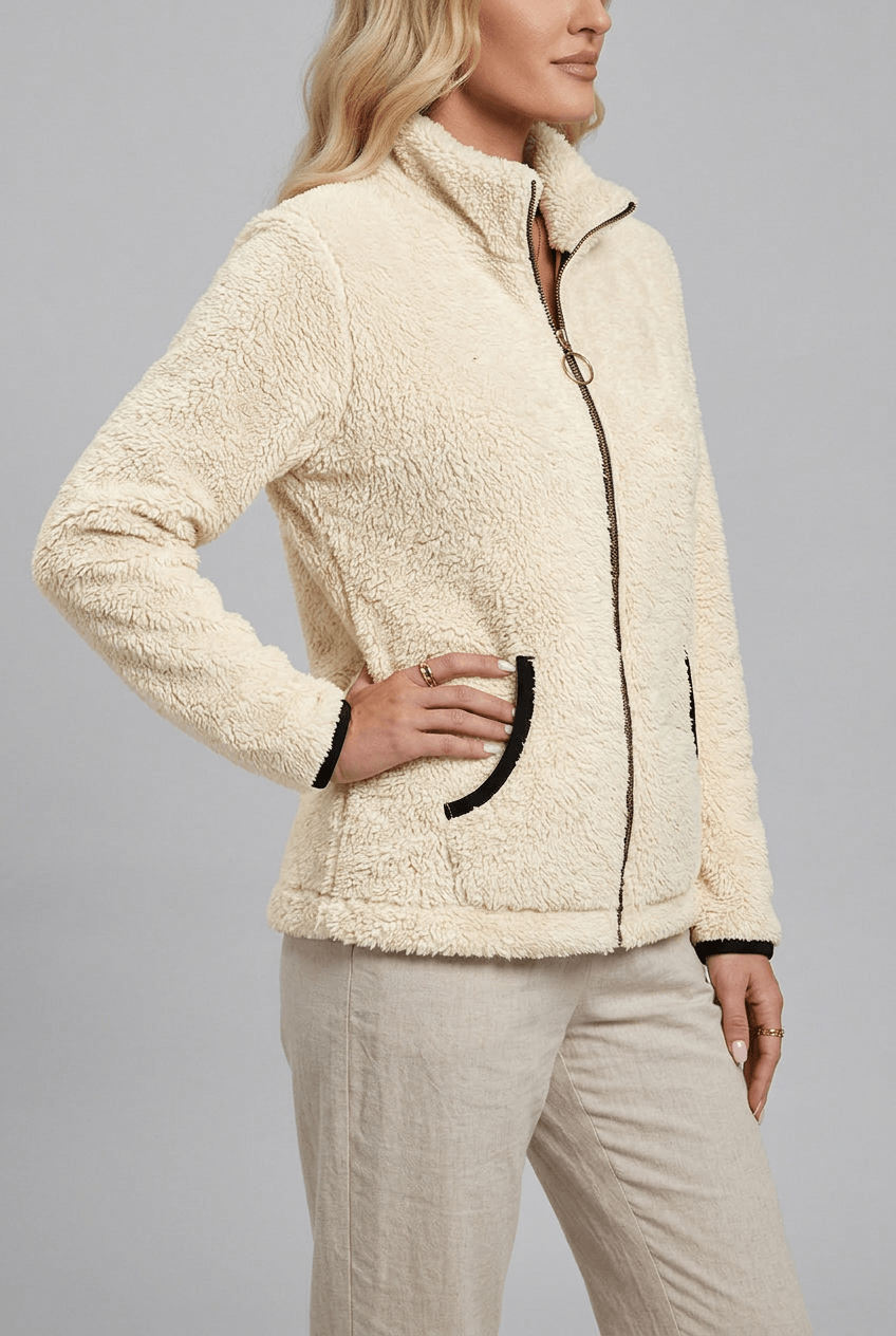 Women's Teddy Fleece Jacket | Full-Length Zip and Stand-Up Collar