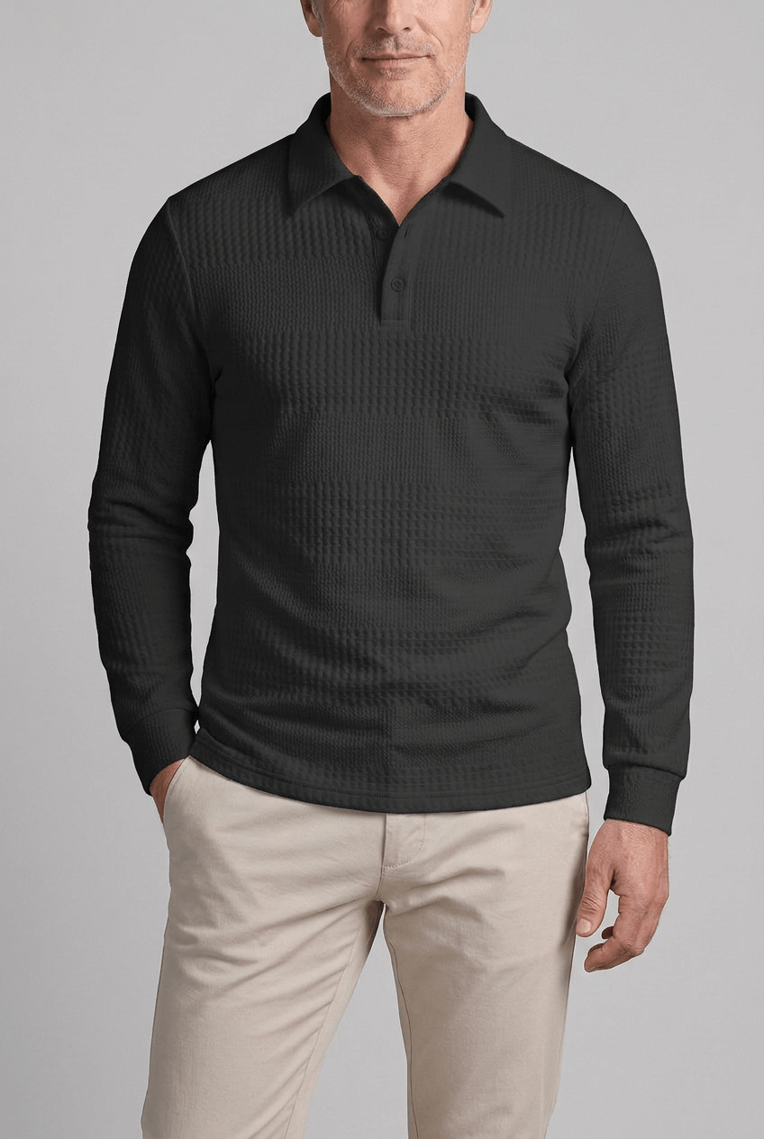 Men's Long Sleeve Polo Shirt | Classic Collar & Slim Fit