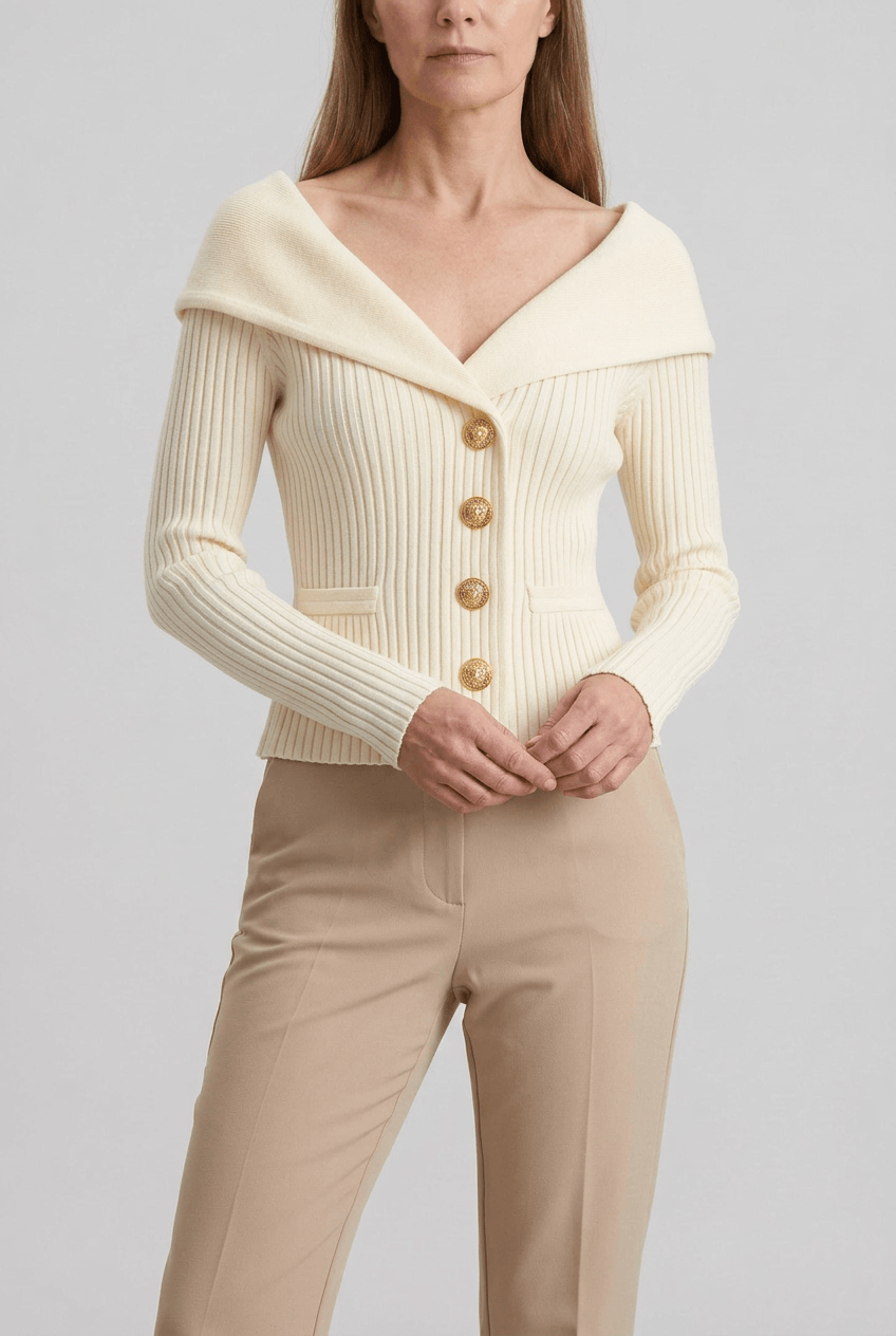 Women's Knitted Cardigan | Button Front & Pockets