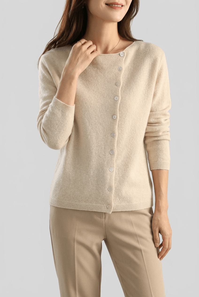 Women's Asymmetric Cardigan | Button Front & Ribbed Cuffs