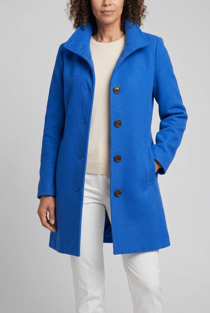 Women's Long Coat | Button Front and Side Pockets