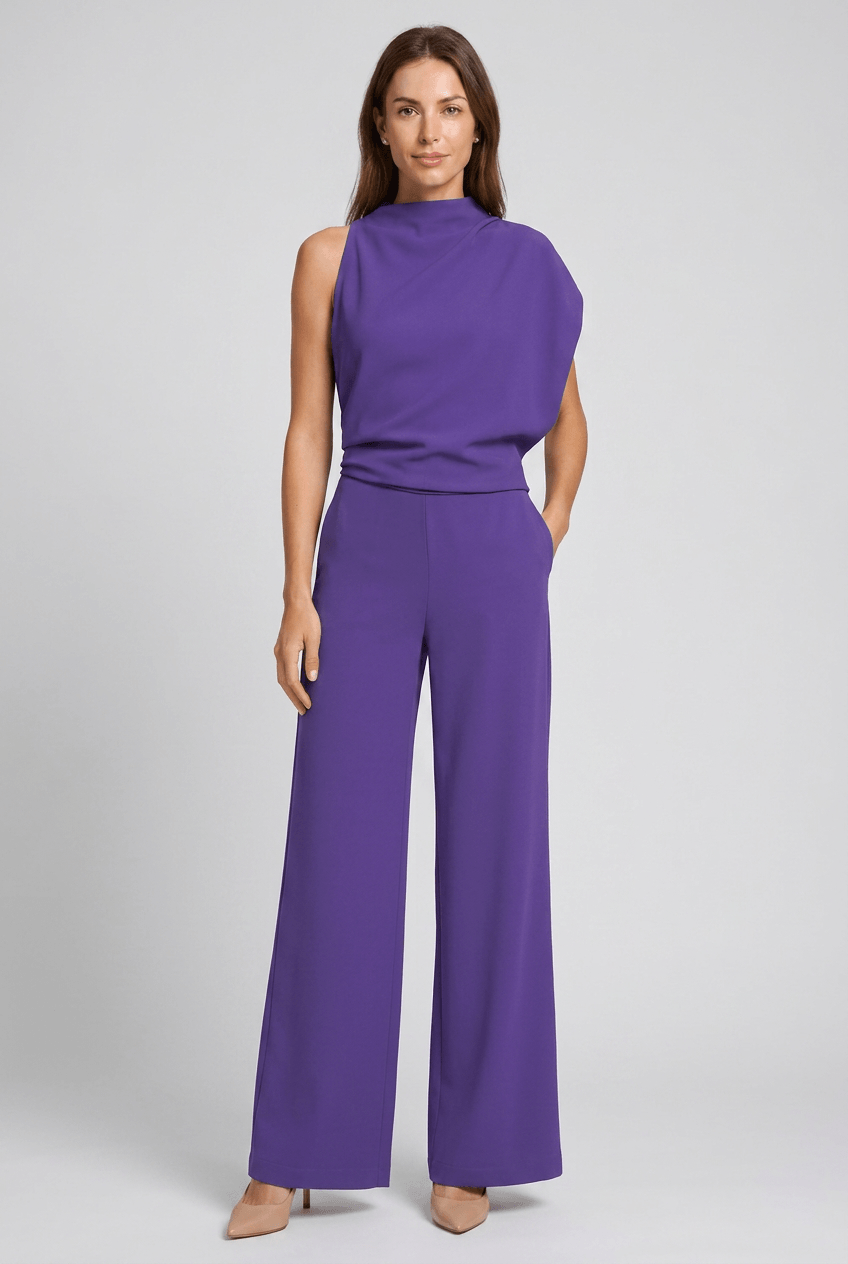 Jumpsuit Women | Sleeveless Wide Leg, Mock Neck & Side Pockets