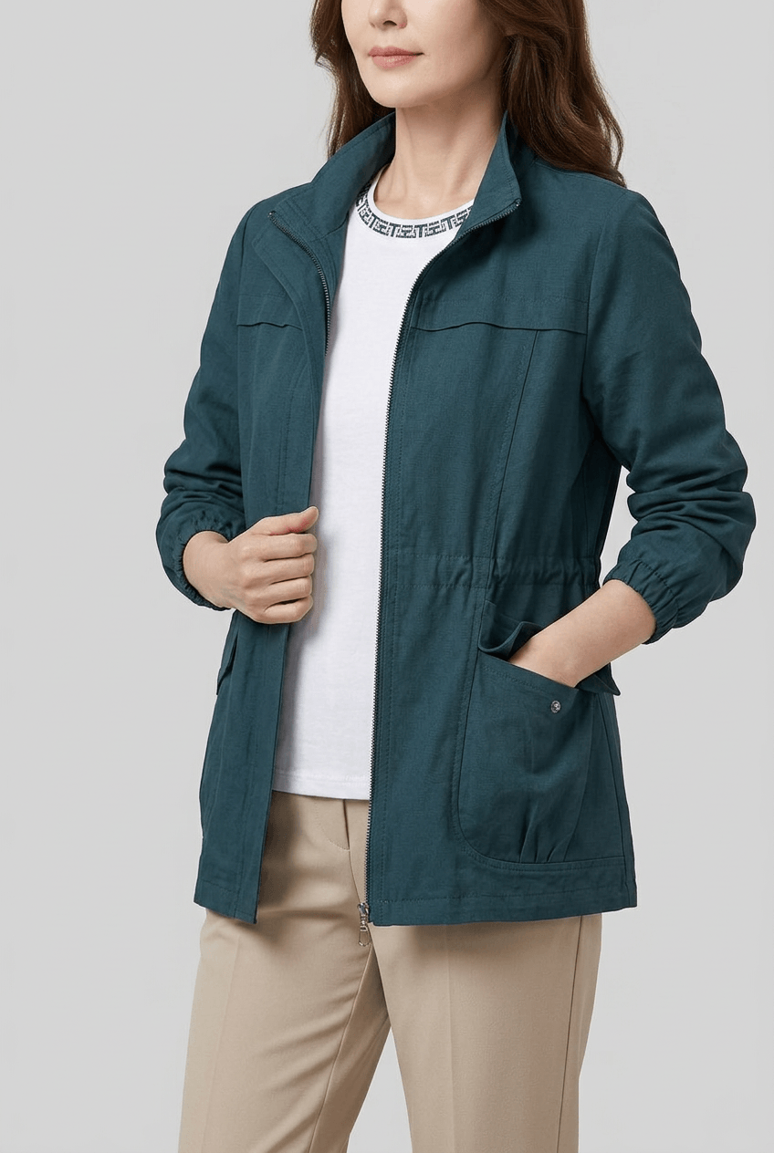 Women's Zip-Up Utility Jacket | Flap Pockets & Elasticated Waist