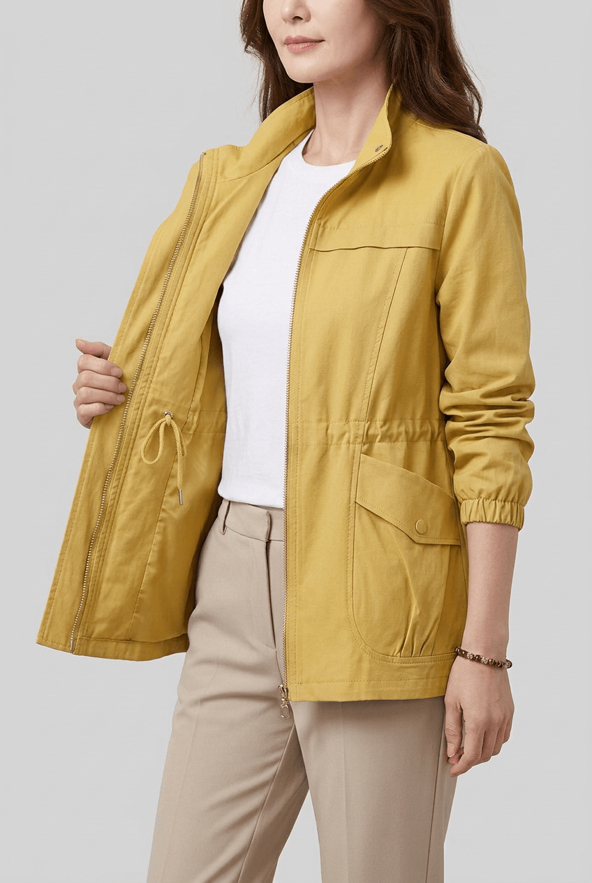 Women's Zip-Up Utility Jacket | Flap Pockets & Elasticated Waist
