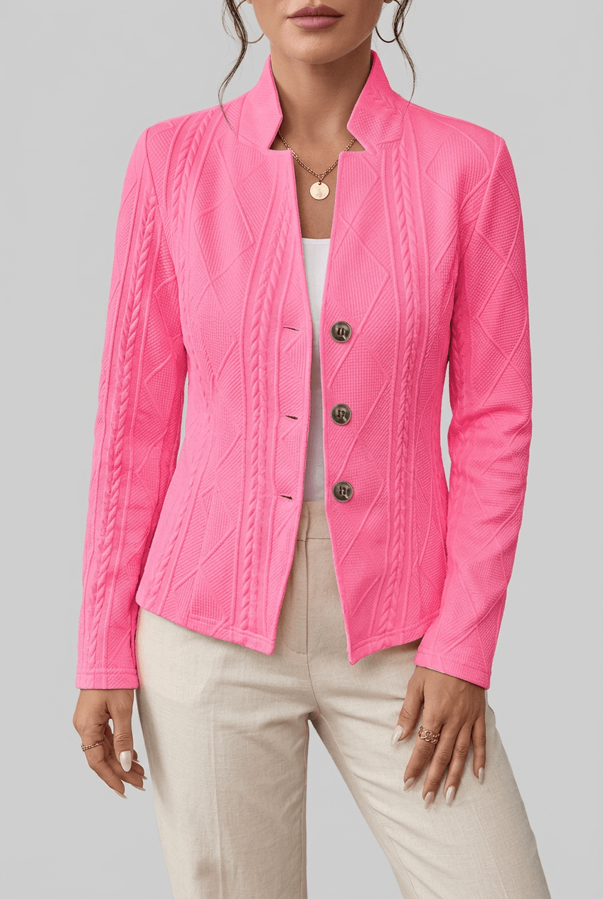 Women's Cardigan | Stand Collar & Button Front