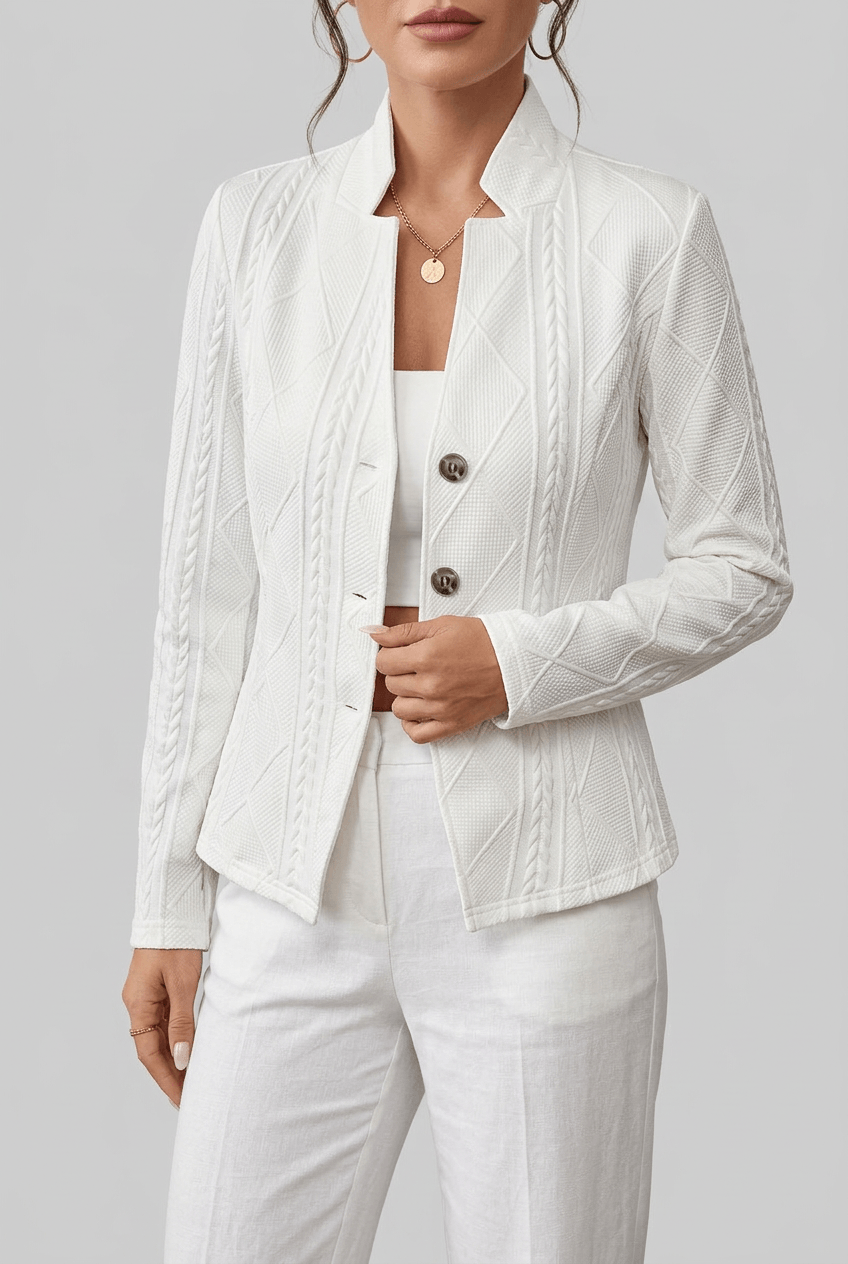 Women's Cardigan | Stand Collar & Button Front