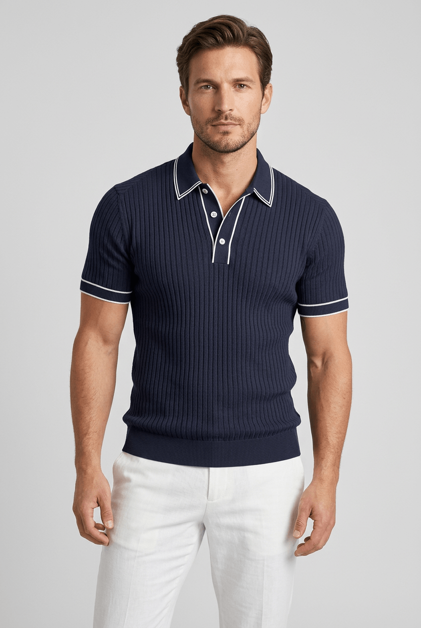Men's Polo Shirt Men | Ribbed Short Sleeve