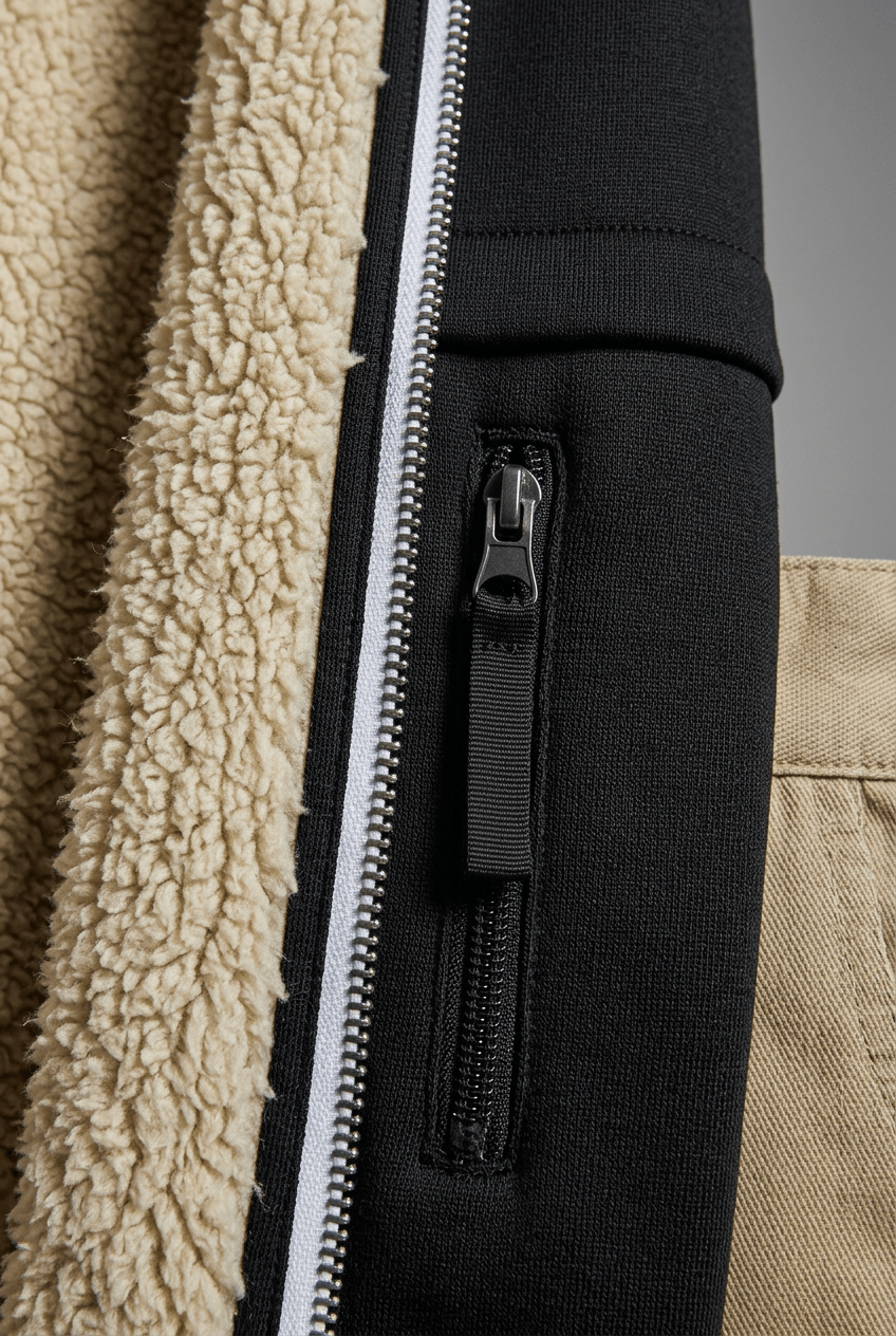 Men's Zip-Up Hoodie | Sherpa Lining & Drawstring Hood