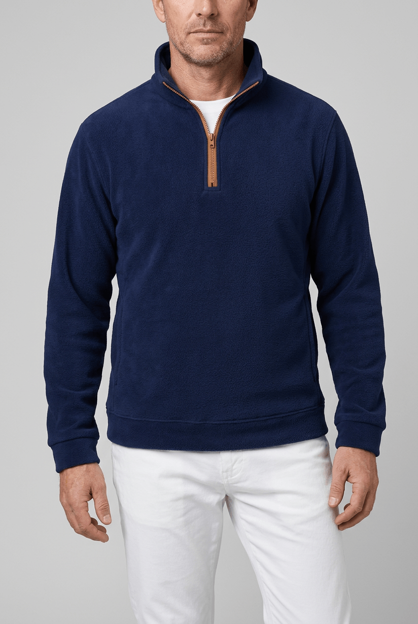 Men's Quarter Zip Pullover | Raglan Sleeves & Contrast Zip