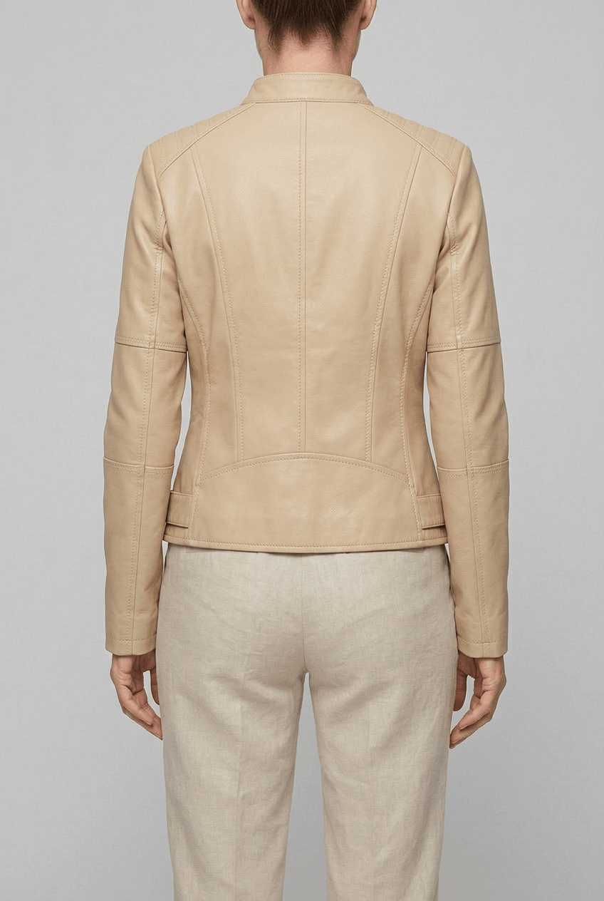 Women's Biker Jacket | Zip Pockets & Quilted Shoulders