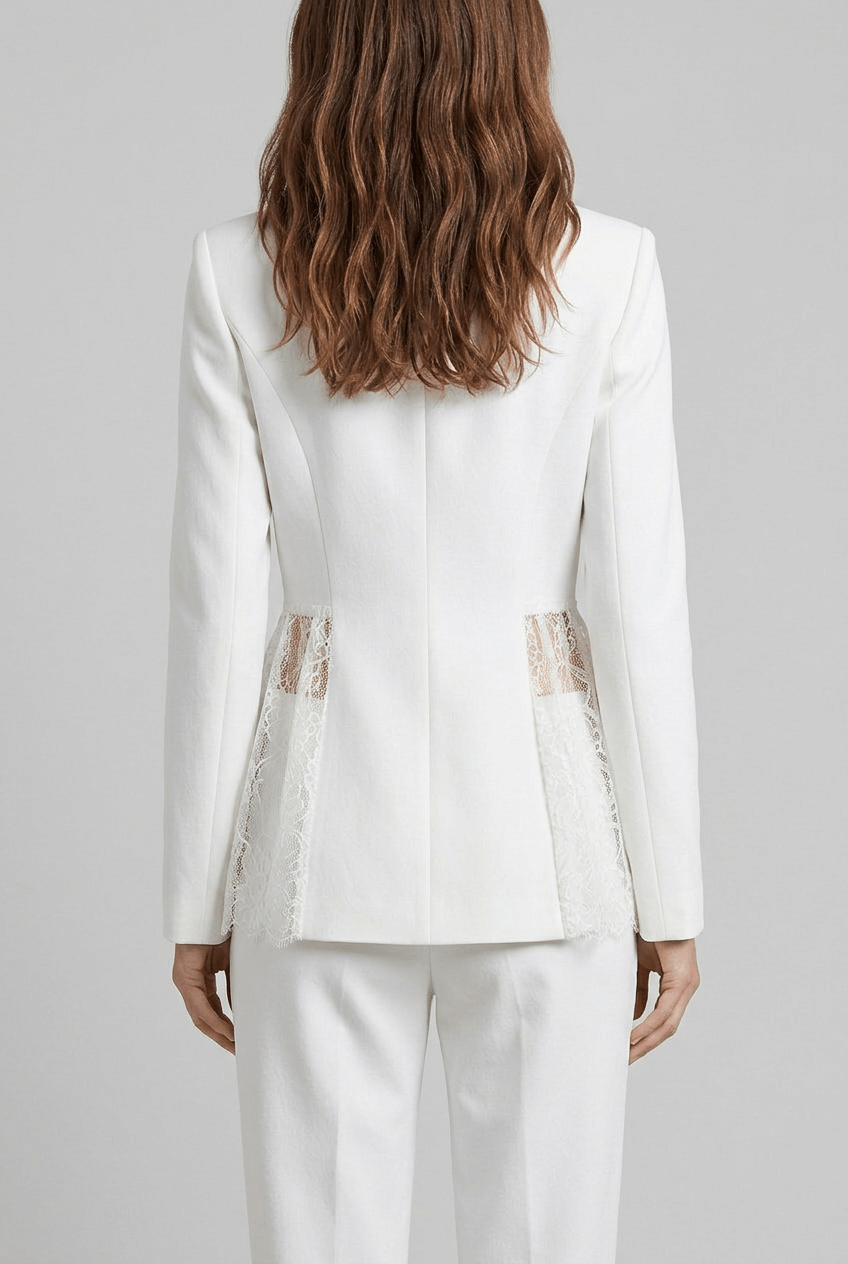 Women's Tailored Blazer | Lace Peplum Hem & Lace Cuff Detail