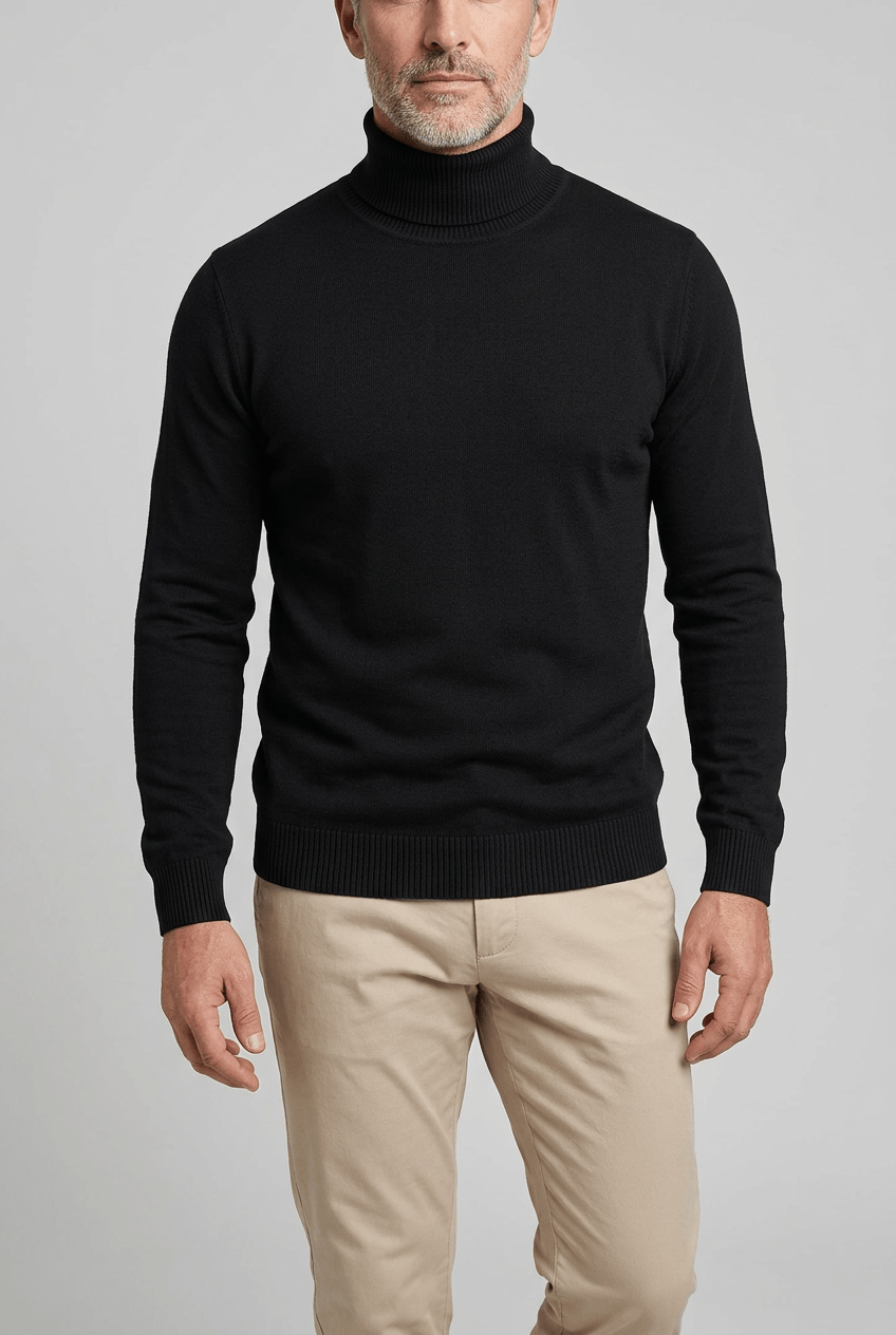 Men's Slim Fit Turtleneck Jumper | Ribbed Trim