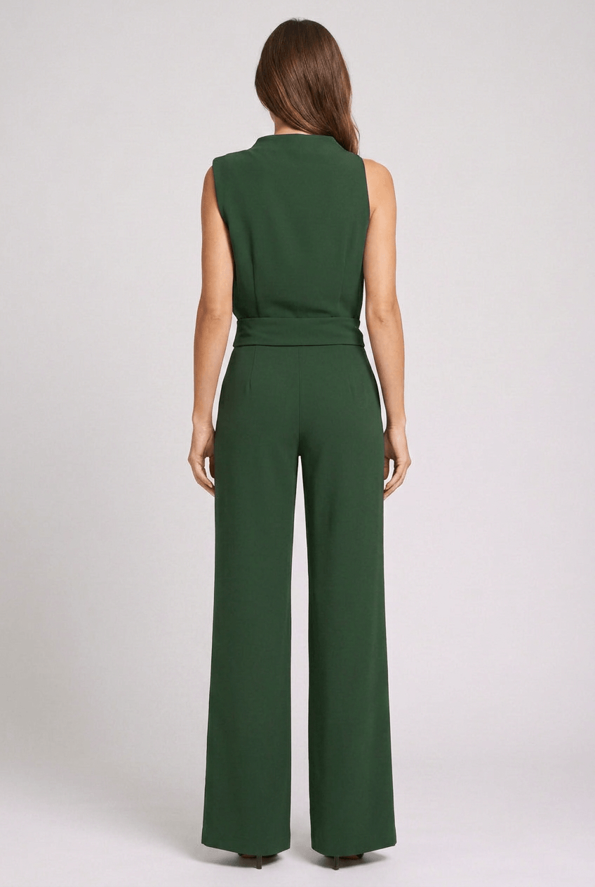 Jumpsuit Women | Sleeveless Wide Leg, Mock Neck & Side Pockets
