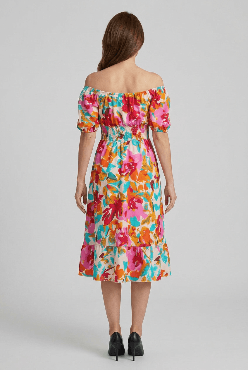 Women's Dress | Boho Off Shoulder Midi