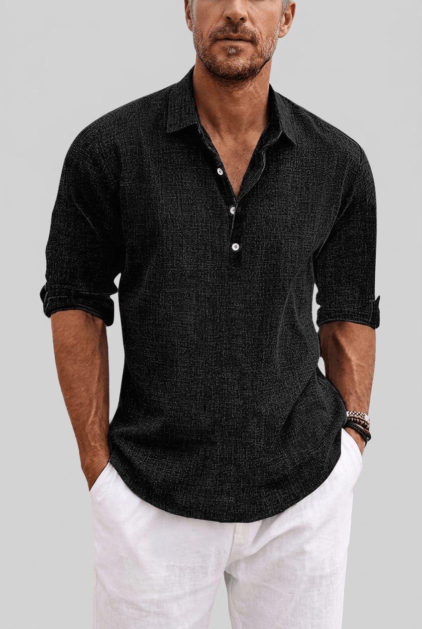 Men's Shirt | Half Placket & Roll-Up Sleeves
