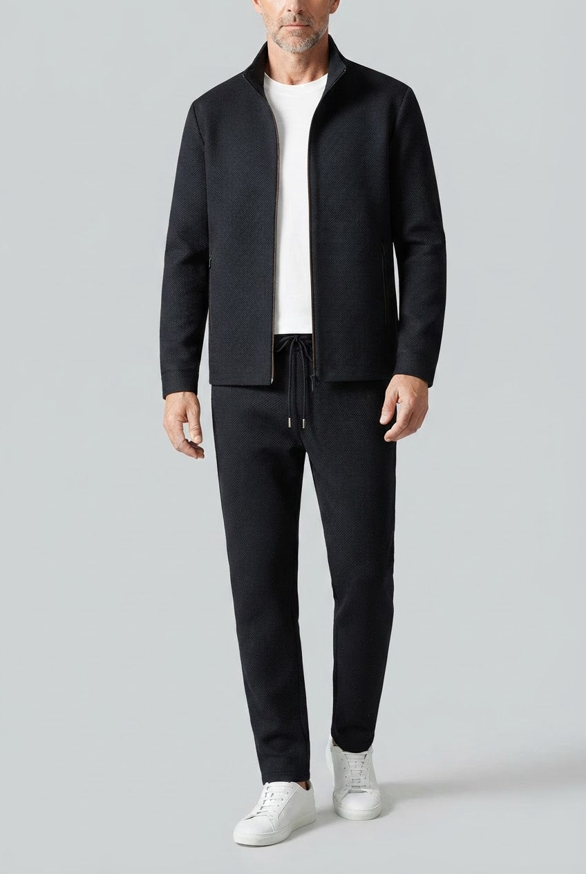 Men's Tracksuit Jacket & Jogger Set | Stand Collar & Zip Pockets