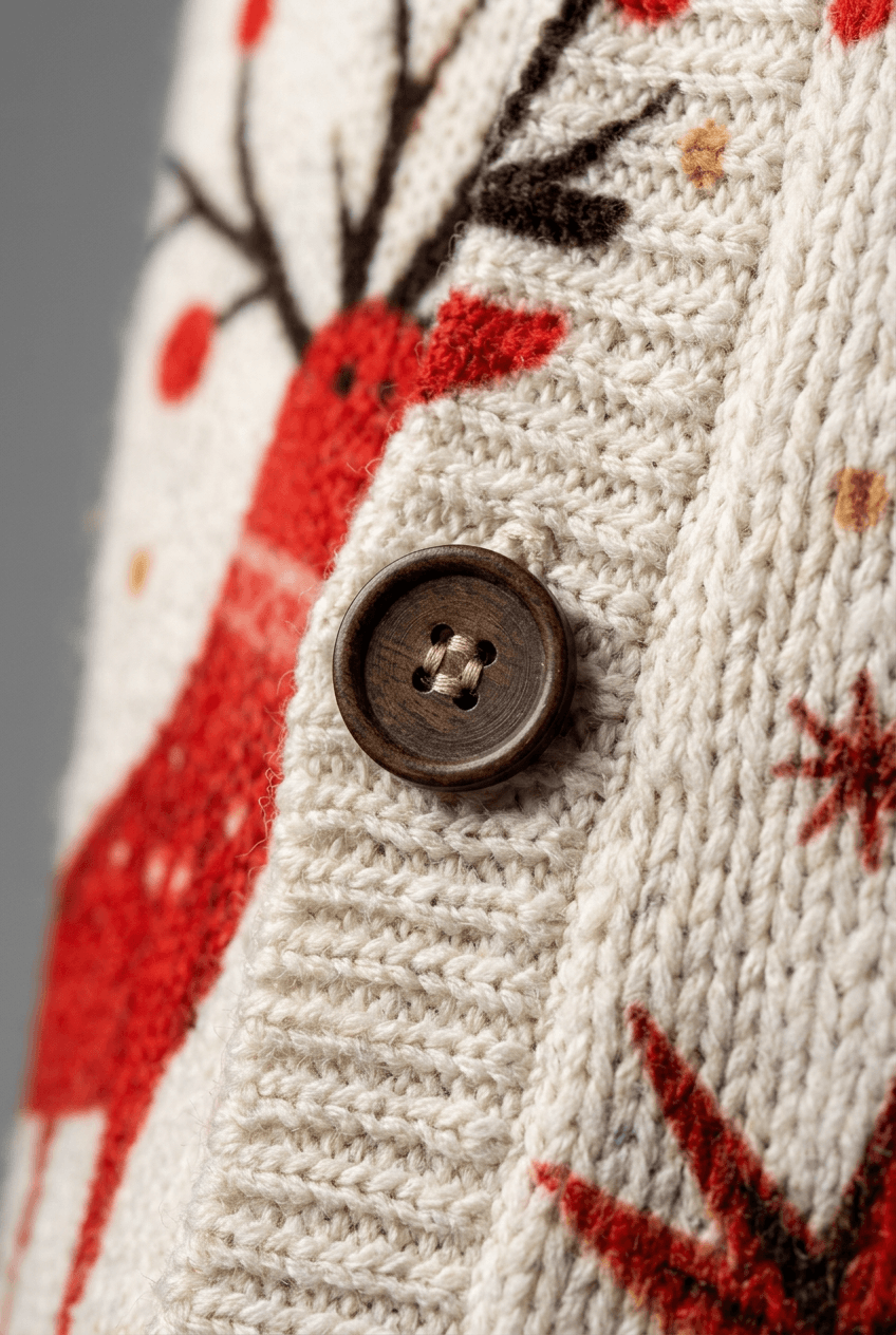 Women's Reindeer Christmas Print Knit Cardigan | Button Front