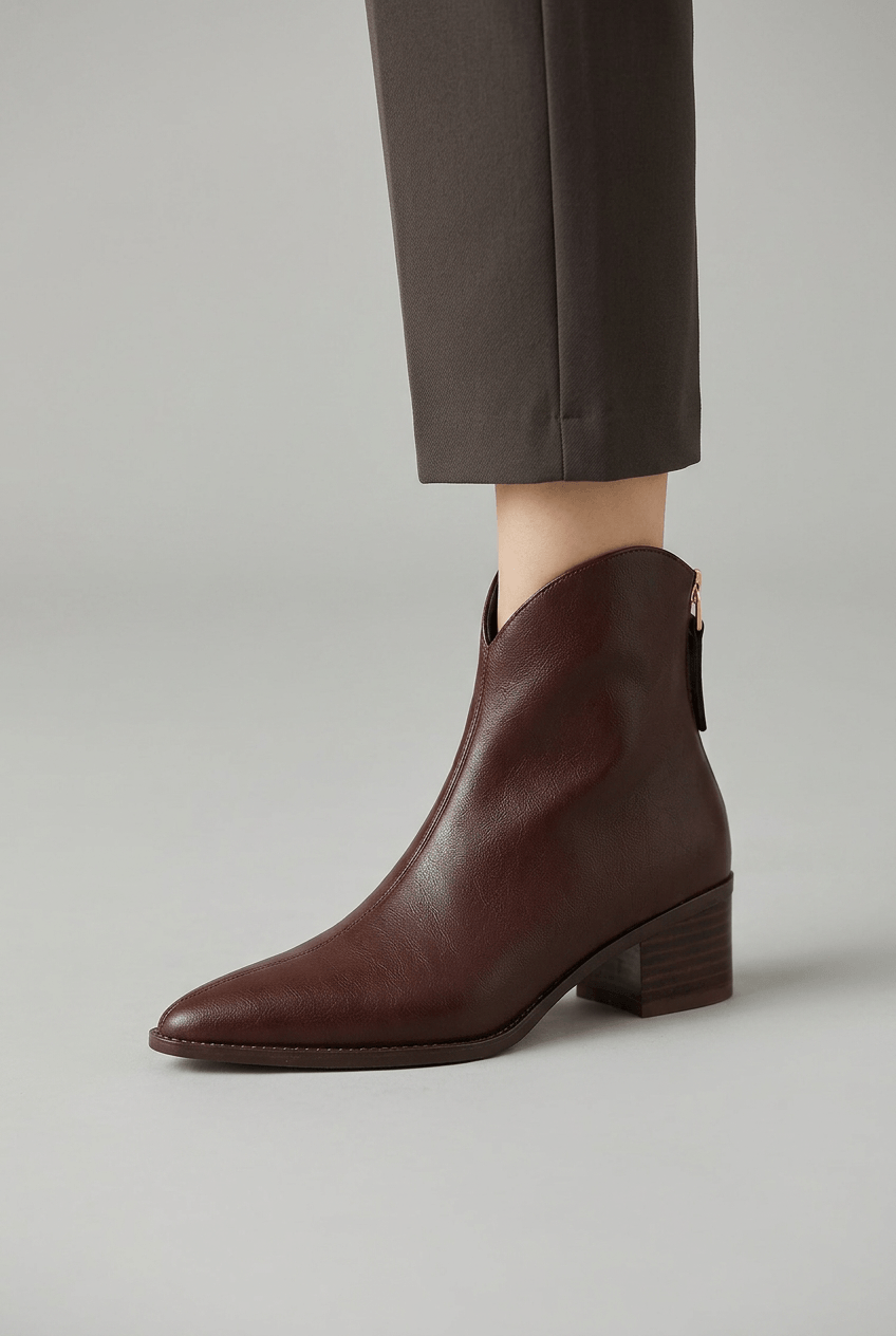 Women's Block Heel Ankle Boots | Side Zip Fastening