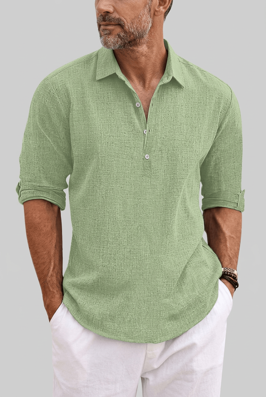 Men's Shirt | Half Placket & Roll-Up Sleeves