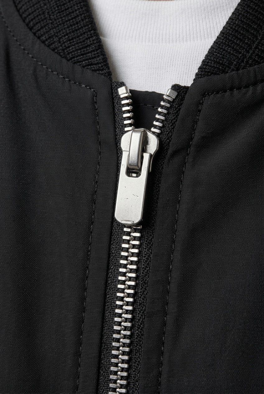 Men's Slim Fit Bomber Jacket | Full Zip & Ribbed Collar