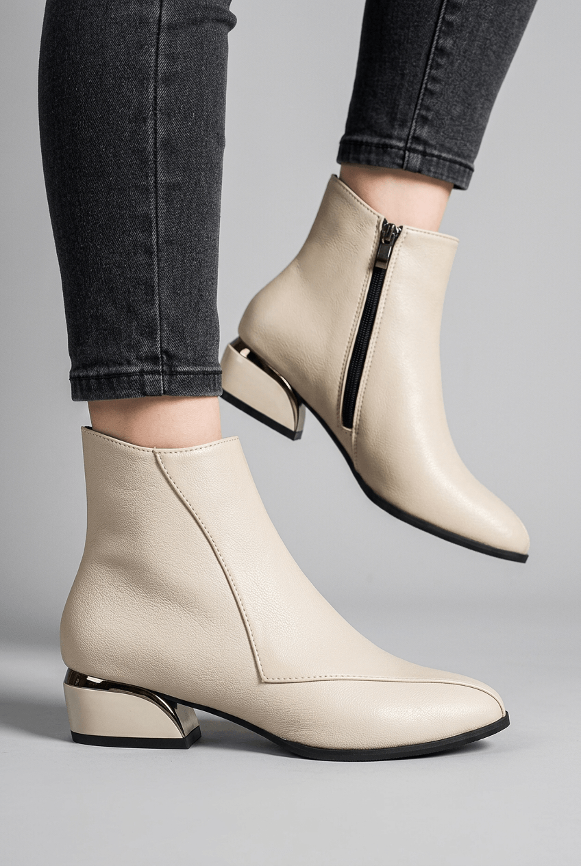 Women's Pointed Toe Ankle Boots | Low Block Heel