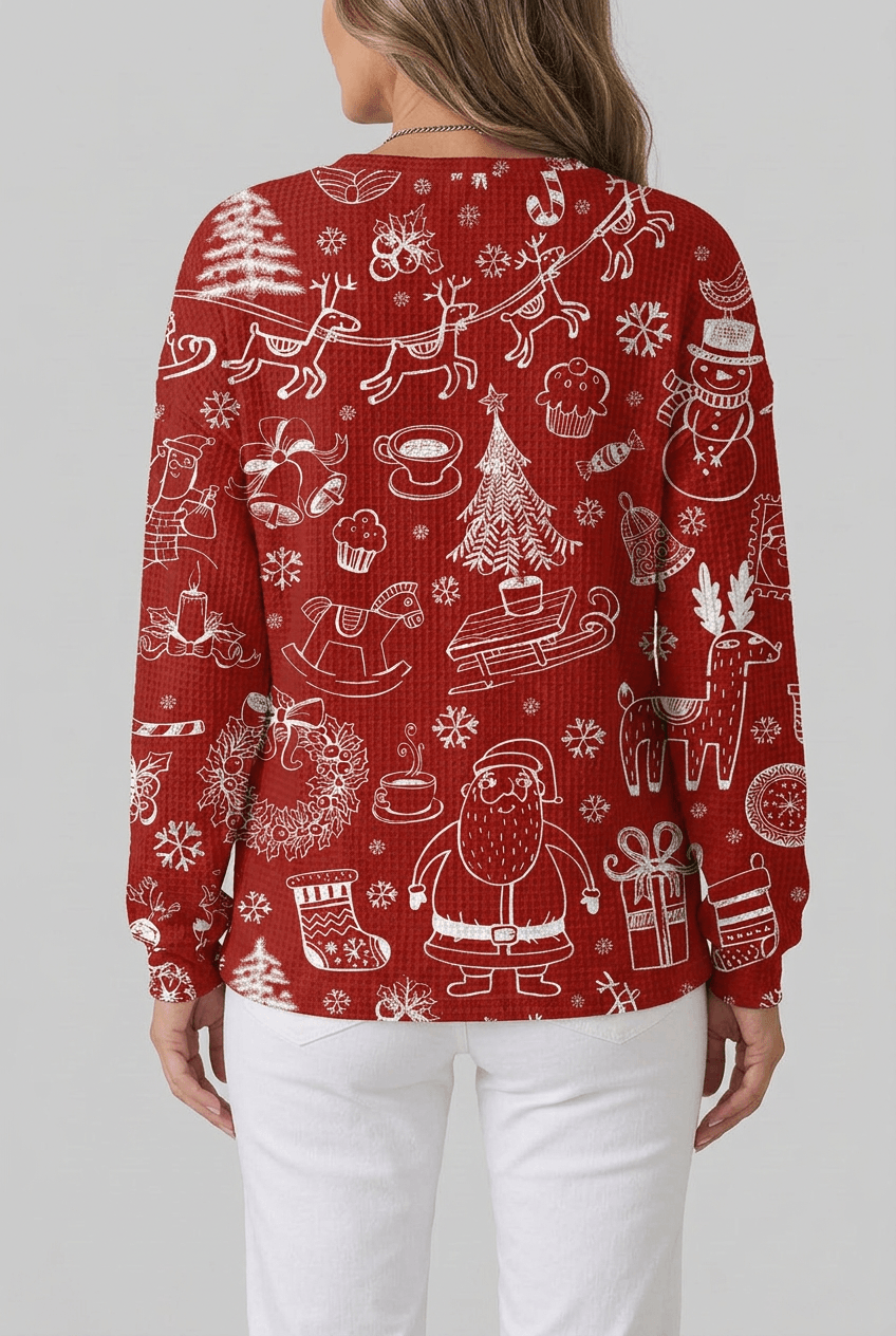 Women's Oversized Christmas Jumper | Santa Reindeer Print