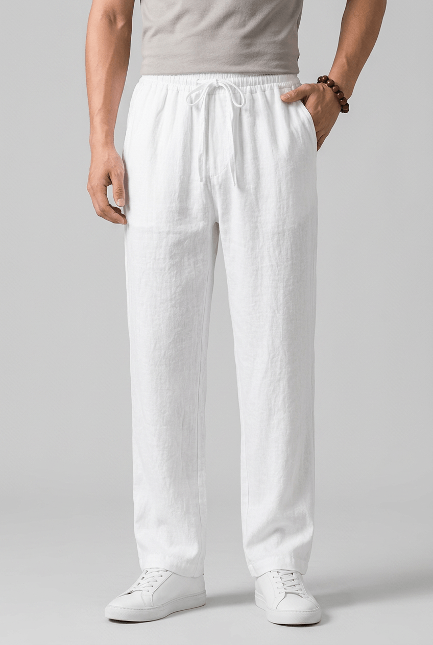 Men's Relaxed Fit Trousers | Elasticated Drawstring Waist & Side Pockets