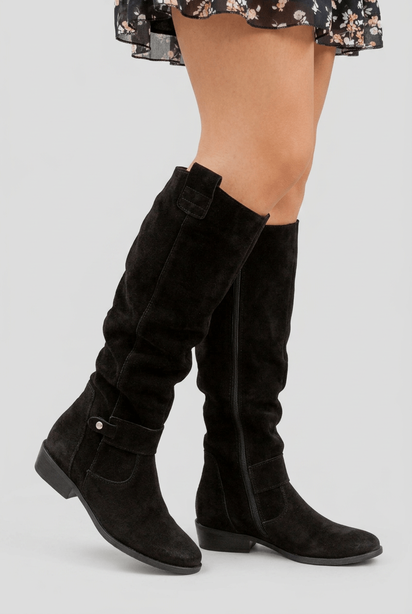 Women's Slim Knee High Boots | Low Block Heel