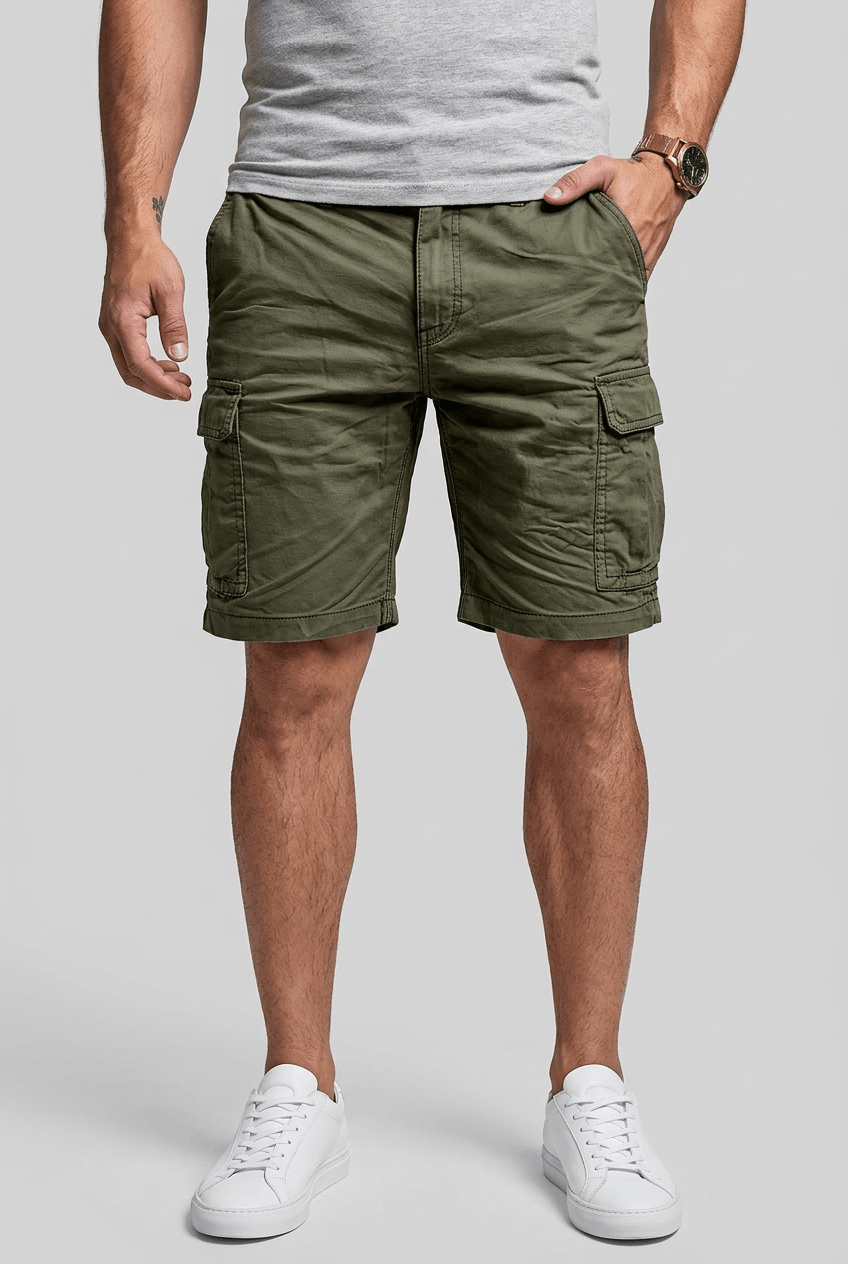 Men's Cargo Shorts | Slim Fit, Flap Pockets & Turn-Up Hem