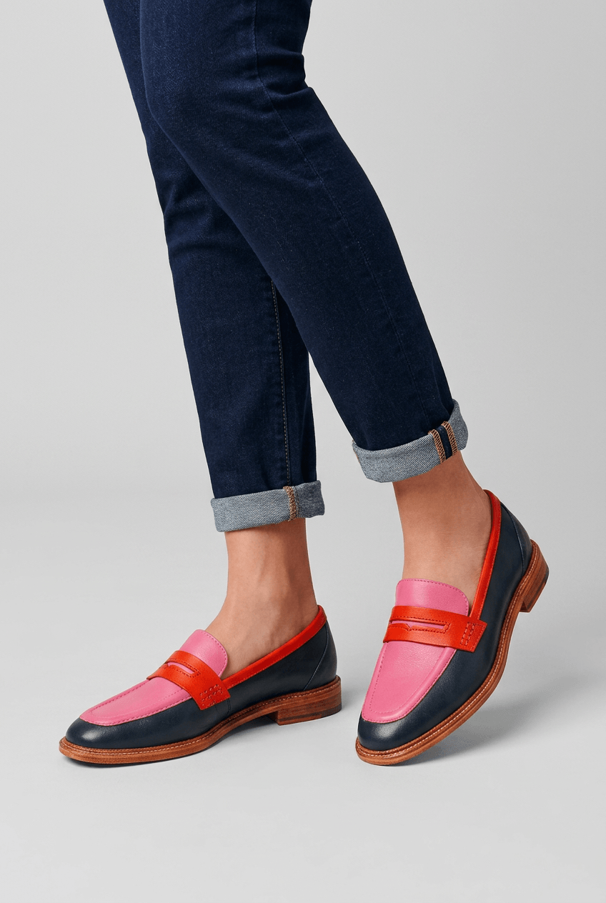 Women's Penny Loafers | Colour-Block Design