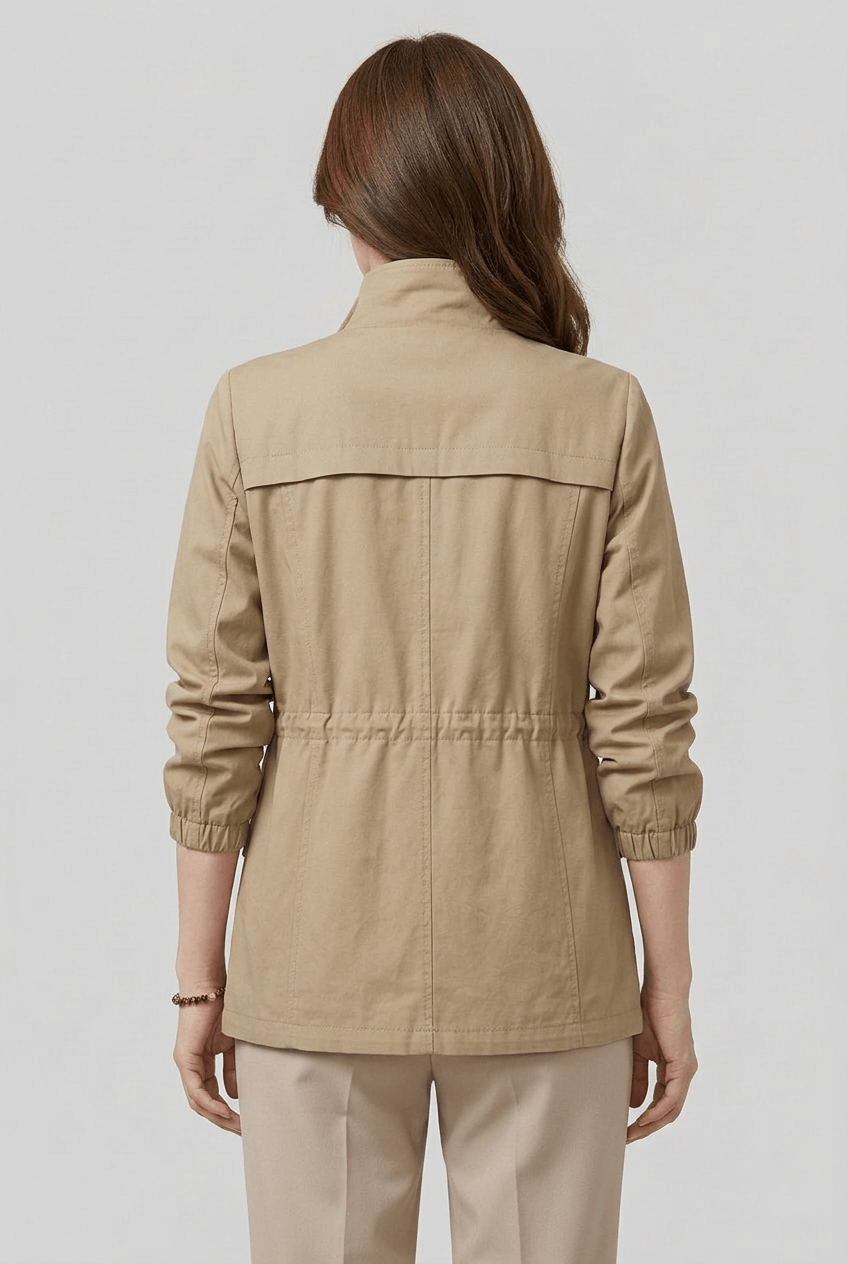Women's Zip-Up Utility Jacket | Flap Pockets & Elasticated Waist