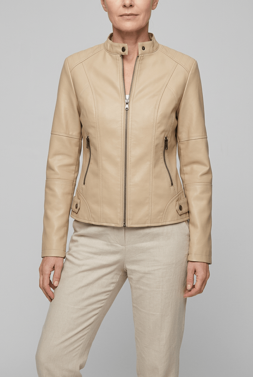 Women's Biker Jacket | Zip Pockets & Quilted Shoulders