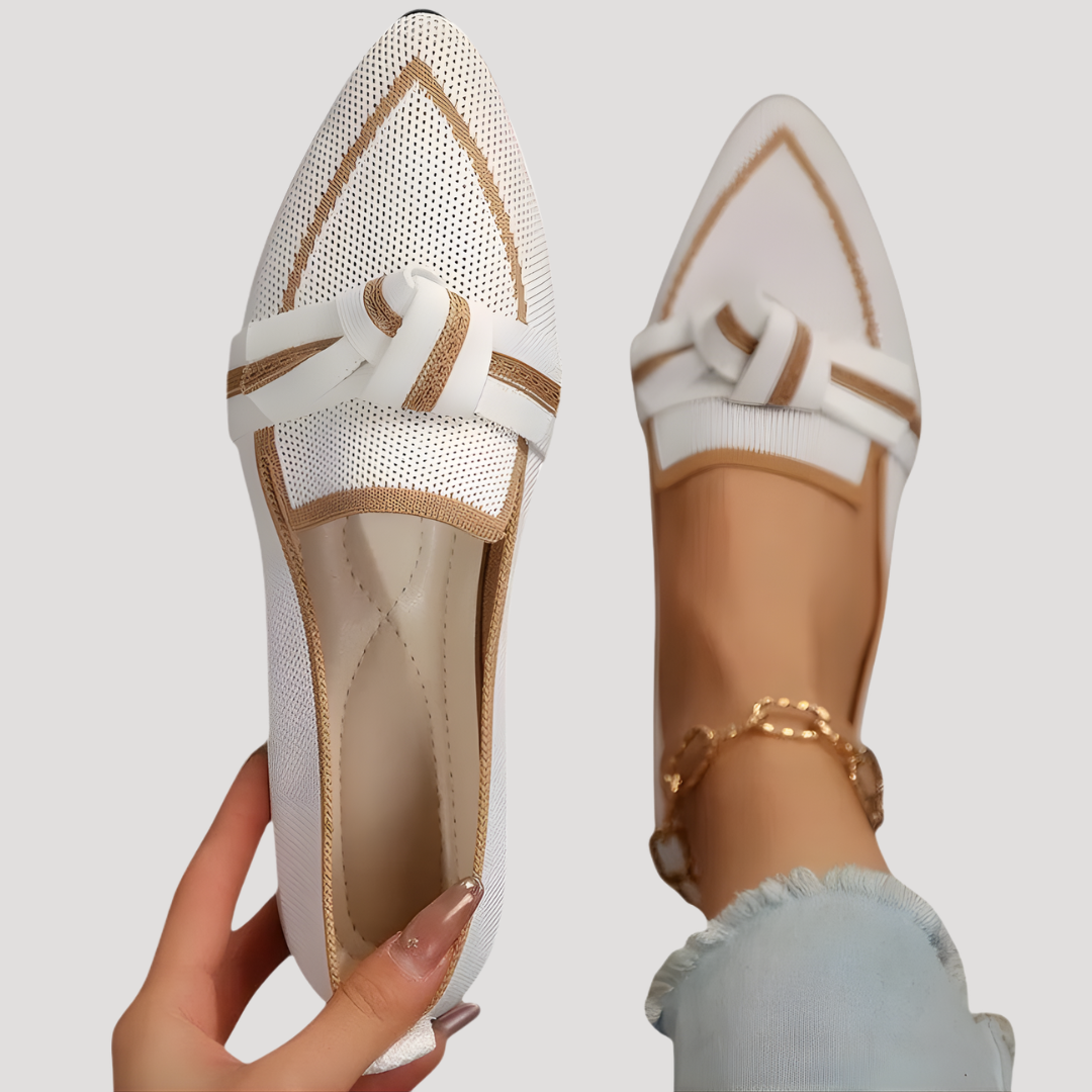 Women’s Loafers | Textured Pointed Bow Design