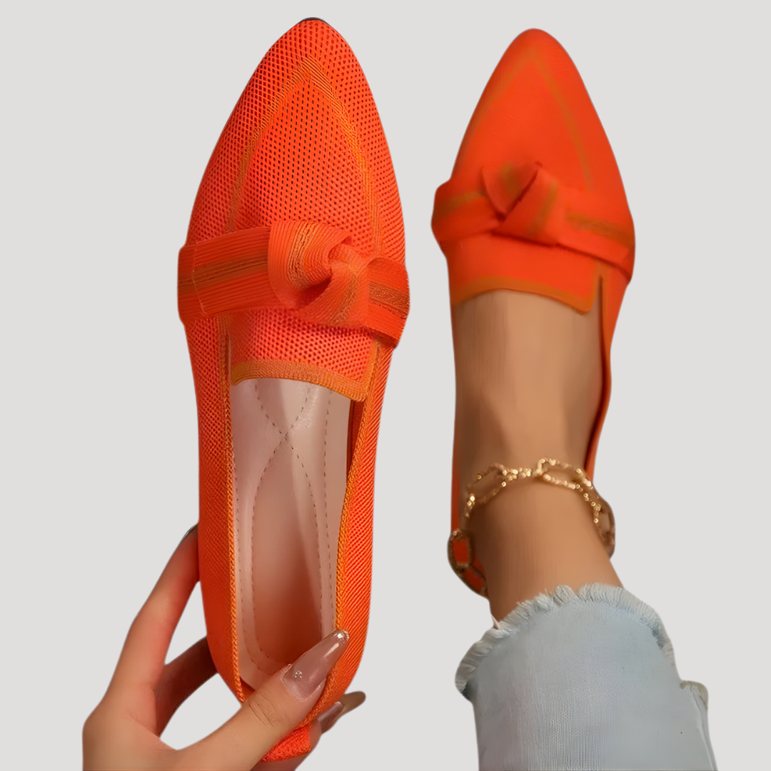 Women’s Loafers | Textured Pointed Bow Design